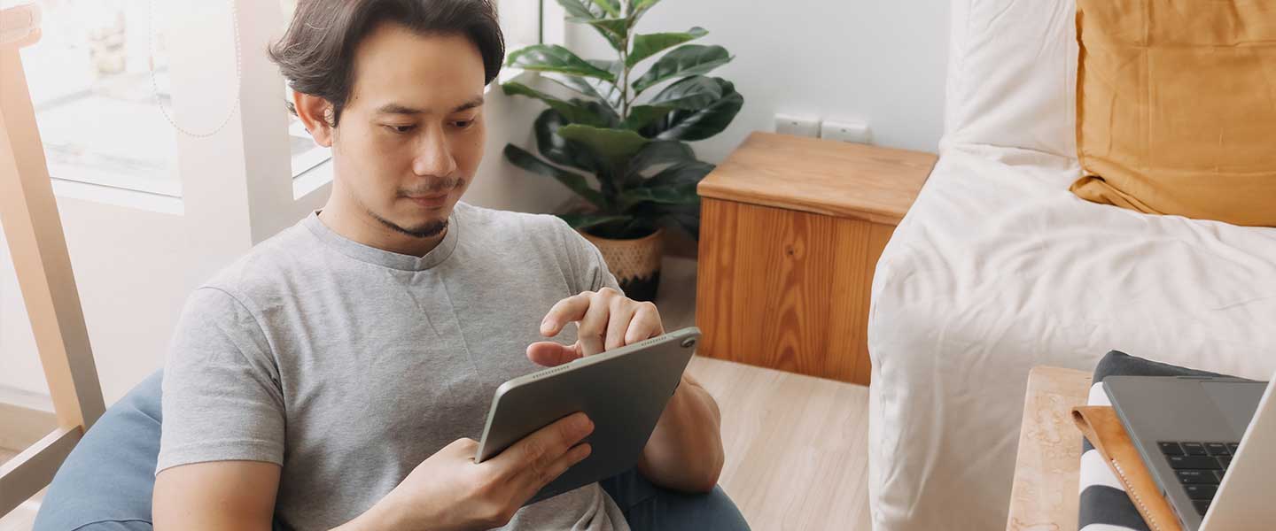 Young man with tablet